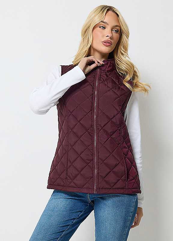 M&Co Women's Burgundy Quilted Gilet In | Size: 20 - Image 3