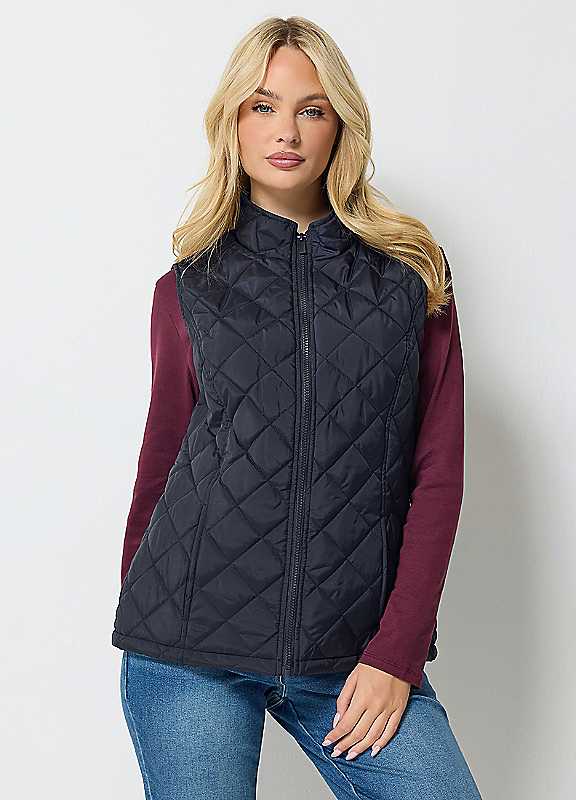 M&Co Women's Dark Navy Quilted Gilet In | Size: 20 - Image 3