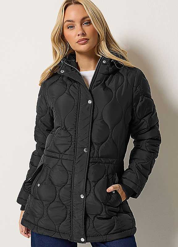 M&Co Women's Black Quilted Jacket In | Size: 14 - Image 6