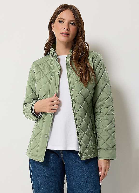 M&Co Women's Light Green Quilted Jacket In Size 16 - Image 3