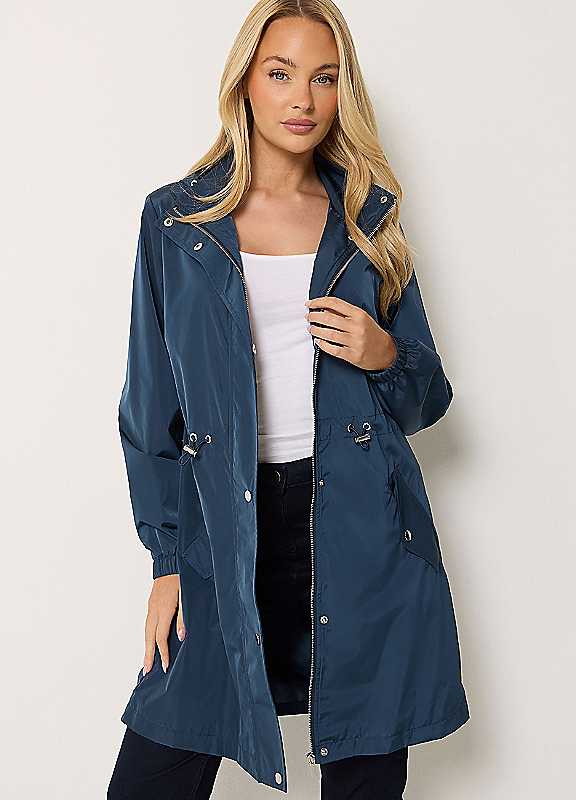 M&Co Women's Mid Navy Water Resistant Rain Jacket In | : Size 10 - Image 2