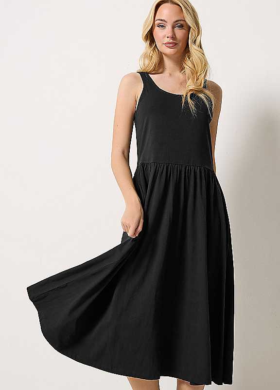 M&Co Women's Sleeveless Midi Dress in Black | Size: 12 - Image 2