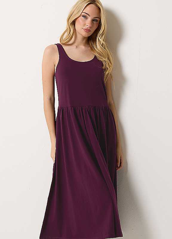 M&Co Women's Purple Sleeveless Midi Dress In | Size: 14 - Image 2