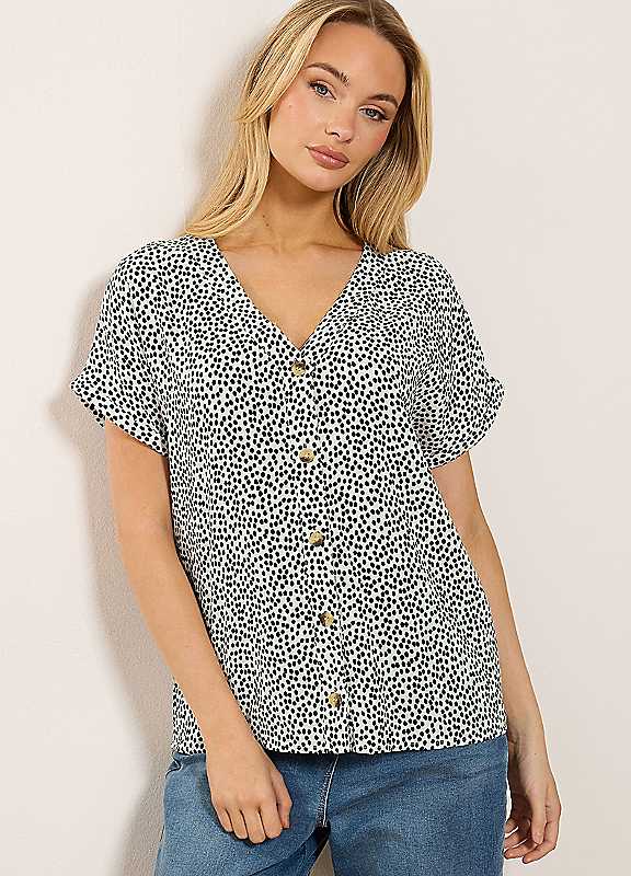 M&Co Women's Multicolor Spot Print Blouse | Size: 12 - Image 2