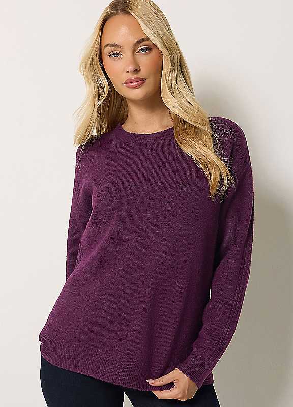 M&Co Women's Purple Stitch Detail Long Sleeve Jumper In | Size: 18/20 - Image 4