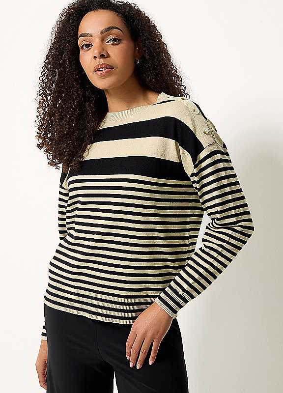 M&Co Brown Mco Striped Jumper