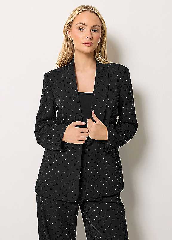 M&Co Women's Stud Embellished Blazer in Black | Size: 12 - Image 5