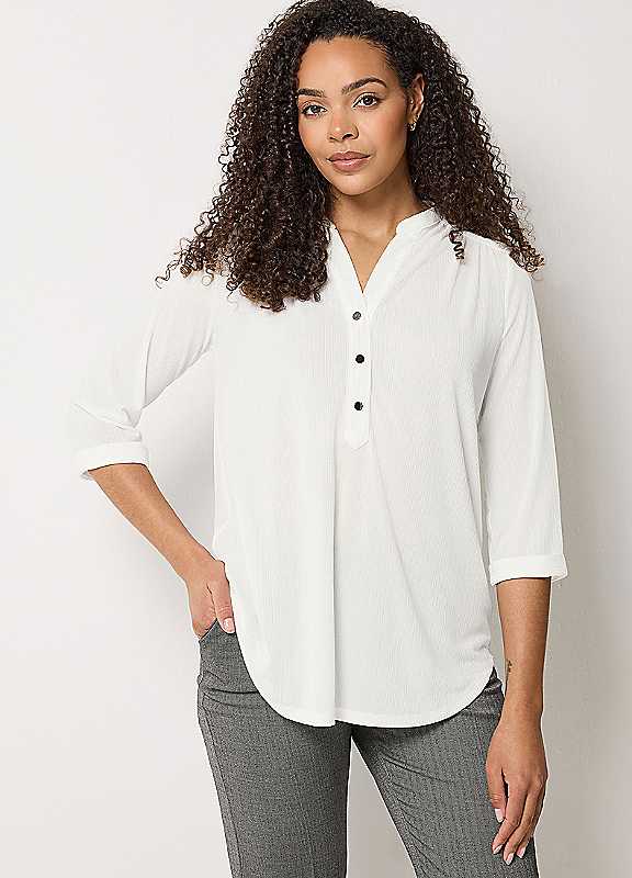 M&Co White Mco Textured Lightweight Blouse