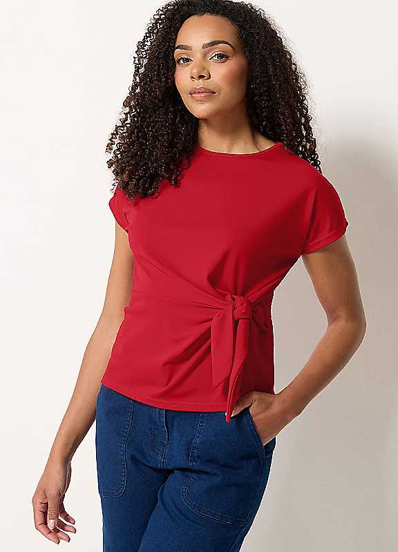 M&Co Women's Red Tie Waist Top In | : Size 20 - Image 4