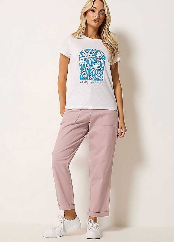 M&Co Women's Twill Carpenter Trousers in Light Pink | Size: 18S - Image 3
