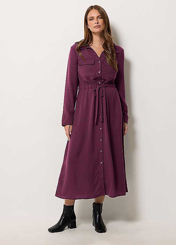 M&Co Purple Mco Utility Maxi Shirt Dress