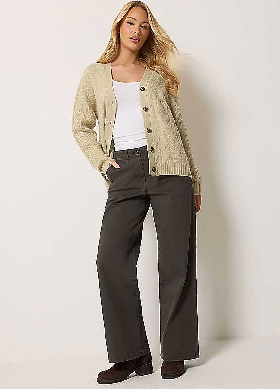 M&Co Women's Chocolate Wide Leg Jeans In | Size: 18S - Image 4