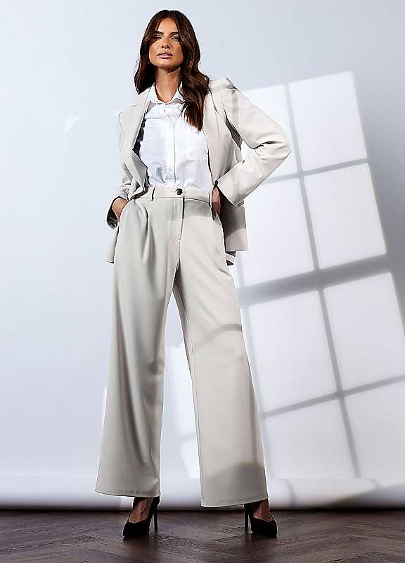 M&Co Women's Grey Wide Leg Tailored Trousers In | Size: 20 - Image 3