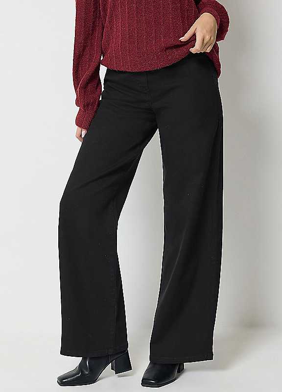 M&Co Women's Black Wide Leg Jeggings Trouser In | : Size 10 - Image 3