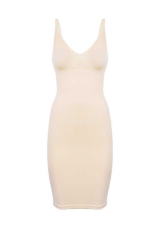 Magic Bodyfashion Women's Beige Plunge Backless Dress - Image 2