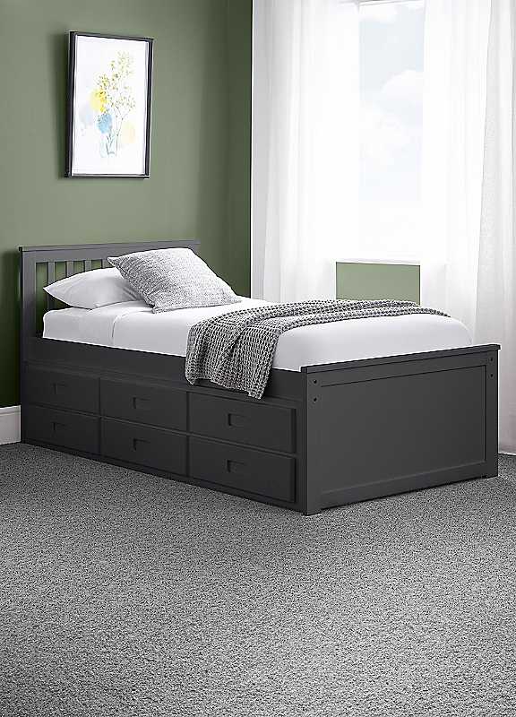 Freemans Dove Grey Maisie Storage Pull Out Bed 92X102xl202cm Kids