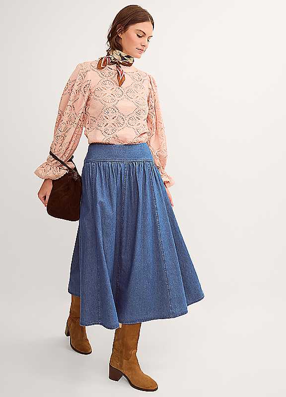 Monsoon Blue Denim Paloma Denim Skirt - Image 4