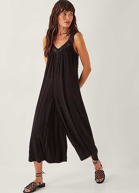 Monsoon Black Rachel Sleeveless Culotte Jumpsuit Xxlarge