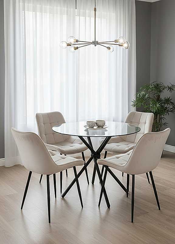 Outdoor Living Cream New York Dining Table With 4 Erica Velvet Chairs - Image 4