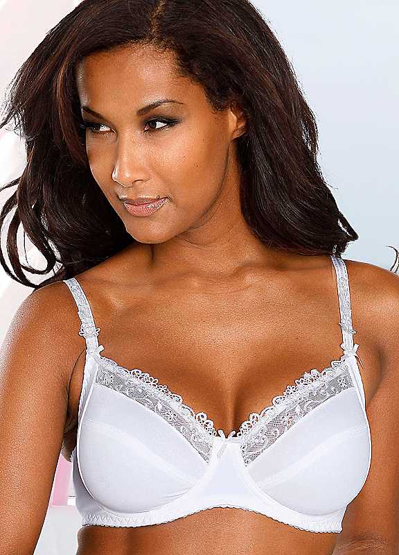 Nuance White Lace Underwired Embroidered Trim Bra 48Dd