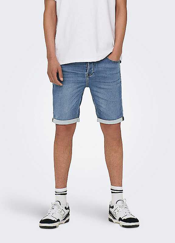 Only & Sons Denim Blue Only Sons Low Rise Denim Shorts Large