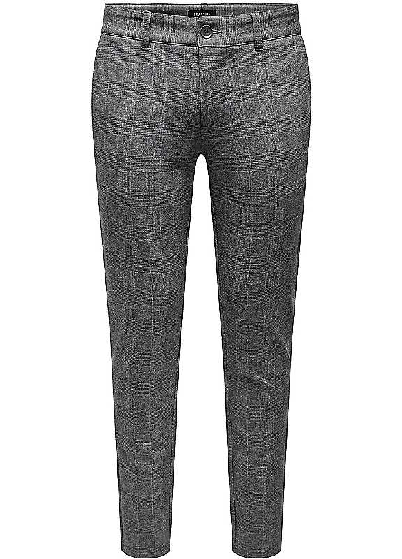 Only & Sons Grey Only Sons Straight Leg Check Chinos 29R