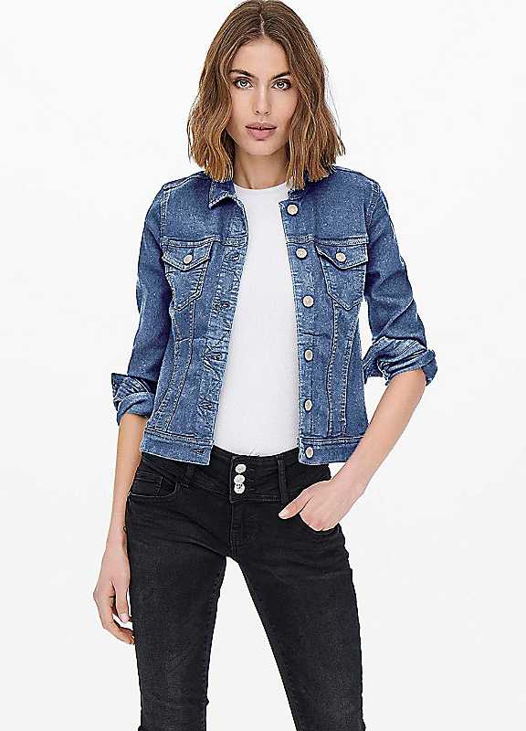 Only Blue Denim Casual Denim Jacket Large
