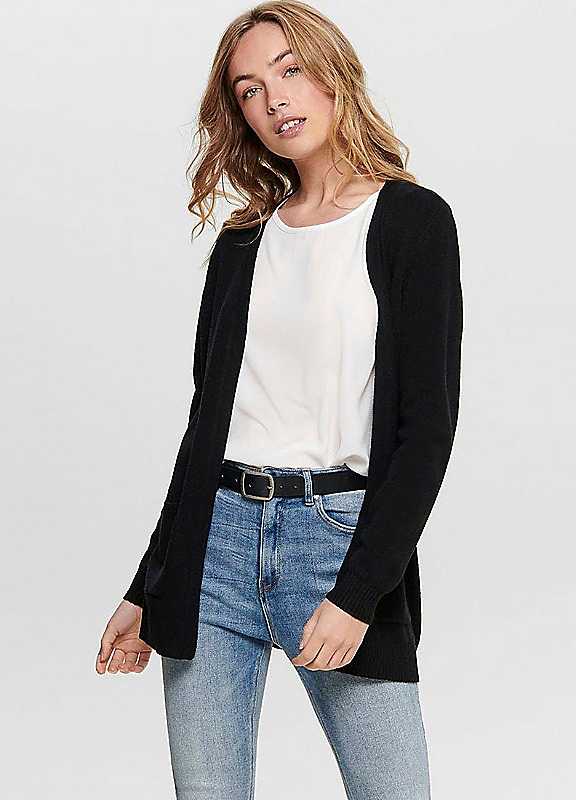 Only Mid-Length Open Cardigan In Fine Knit Women's Black Small - La Redoute - Image 4
