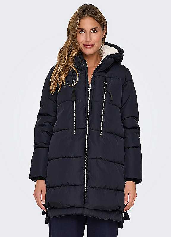 Only Long Hooded Padded Jacket Women's Navy Extra Small - La Redoute - Image 2