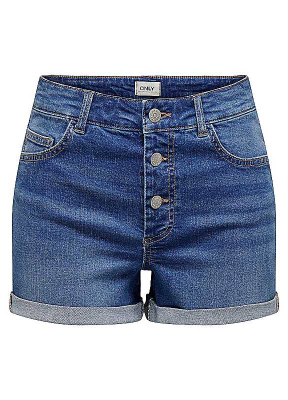 Only Blue High Waist Denim Shorts Medium