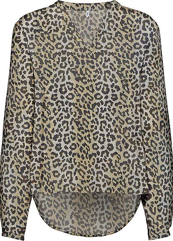 Only Leopard Print Vneck Long Sleeve Blouse Small
