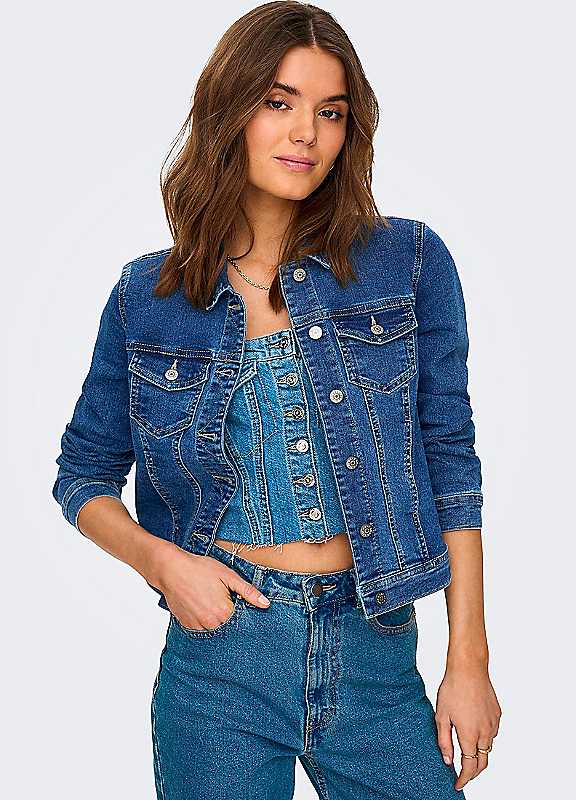 Only Blue Long Sleeve Denim Jacket Large