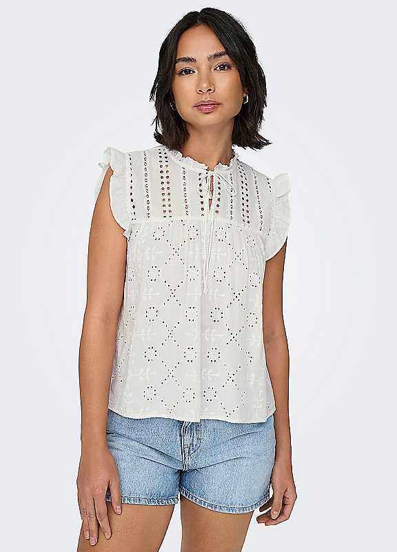 Only Cloud Dancer Reva Embroidered Top - Image 2