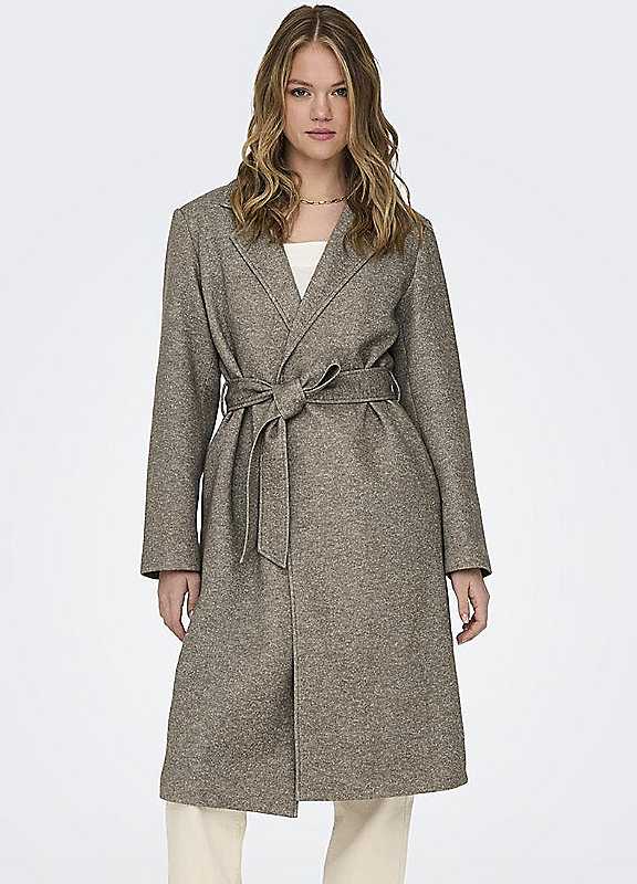 Only Women's Walnut Marl Nicole Belted Wrap Coat Extra Small