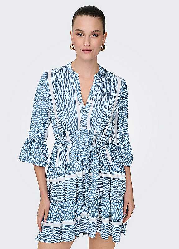 Only Blue Threequarter Sleeve Tunic Dress Extra Small