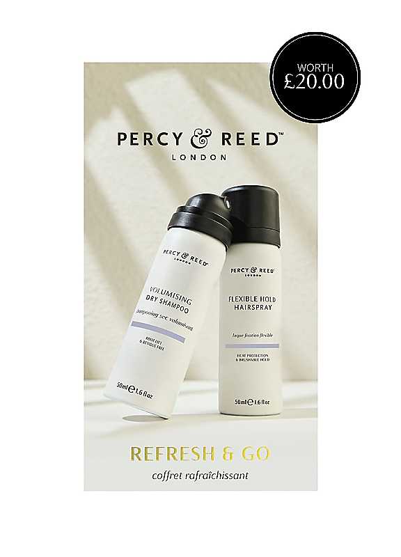 Percy & Reed Volumising Dry Shampoo & Flexible Hold Hairspray 2 x 50ml | Refresh & Go Kit: Mini Dry Shampoo, Hair Spray with Heat Protection, Travel Sized Duo, Brushable Finish - Image 8
