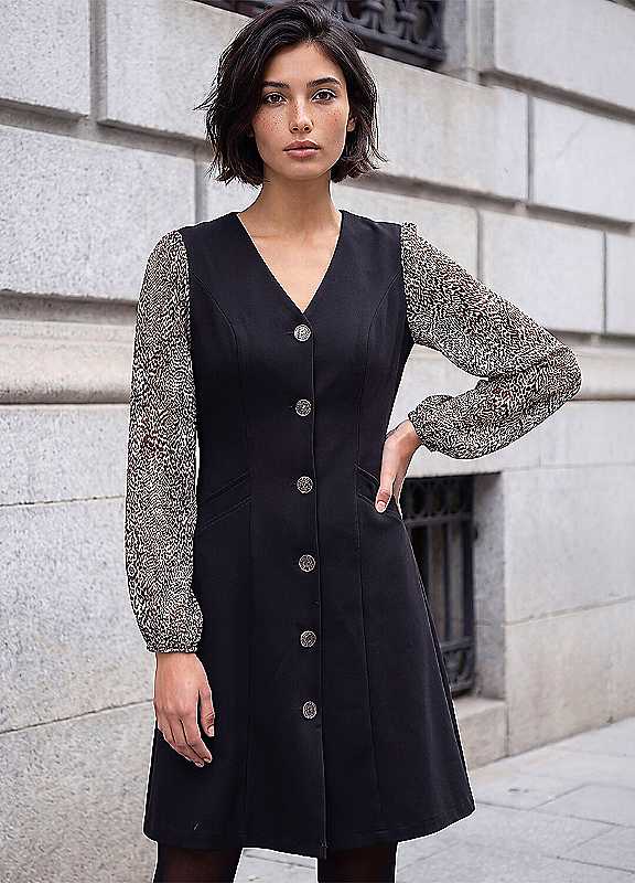 Roman Women's Black Petite Button Down Dress In | : Size 18 - Image 7
