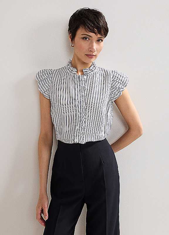 Phase Eight Navy Stripe Ariana Stripe Shirt Size 14