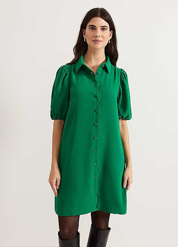 Phase Eight Green Candice Scallop Dress