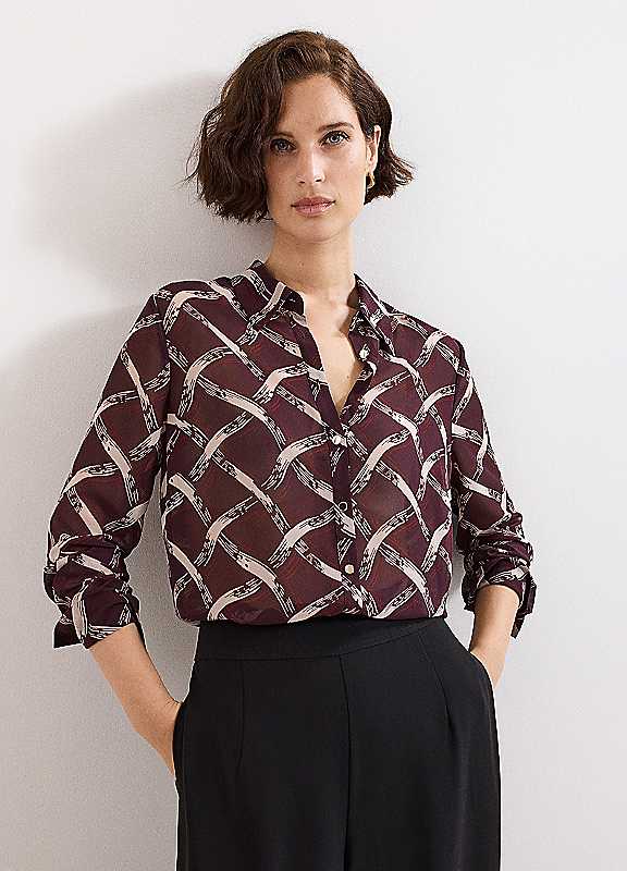 Phase Eight Burgundy Cora Check Shirt