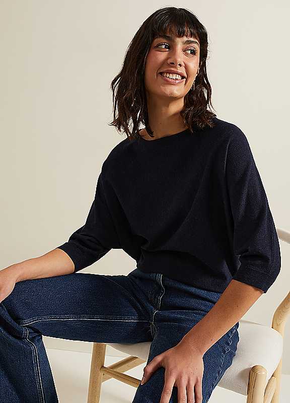 Phase Eight Navy Cristine Knit Jumper Small