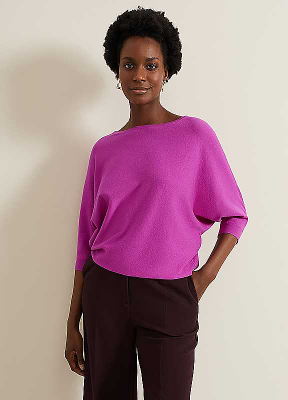 Phase Eight Purple Cristine Knit Jumper Medium
