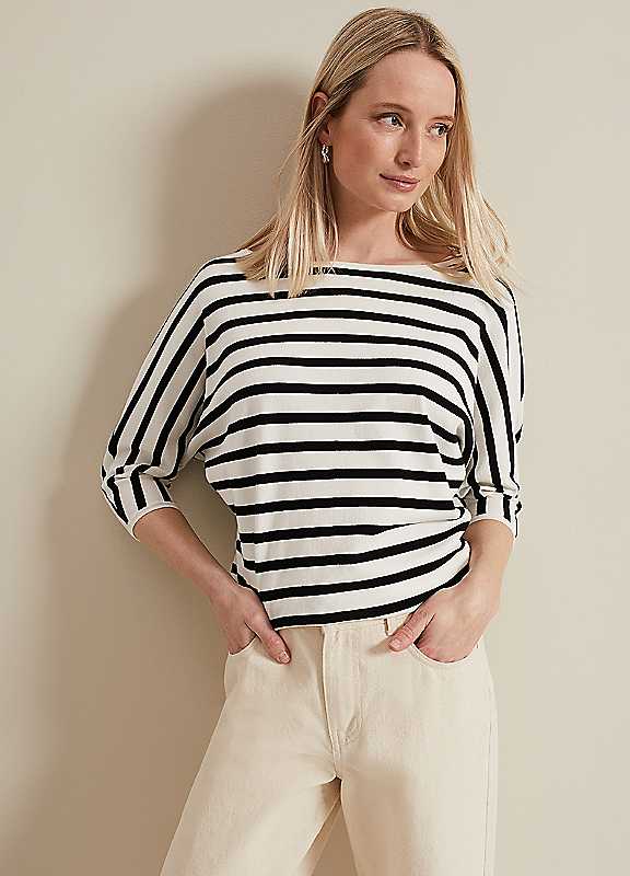 Phase Eight Black/Ivory Cristine Knit Jumper Small