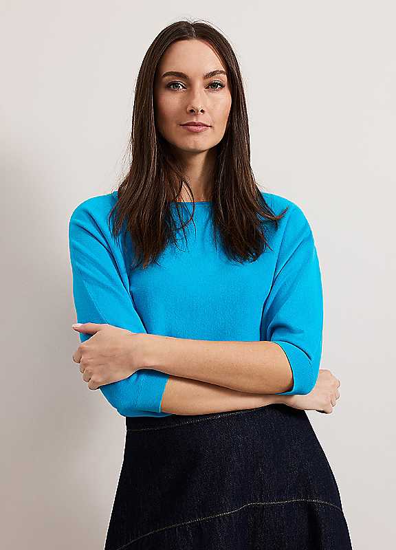 Phase Eight Blue Cristine Knit Jumper Large