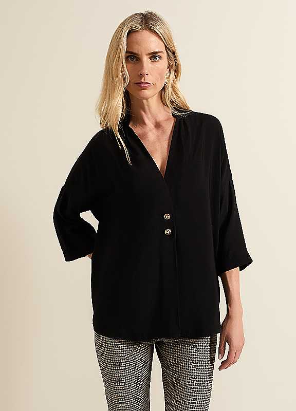 Phase Eight Black Cynthia Button Detail Shirt