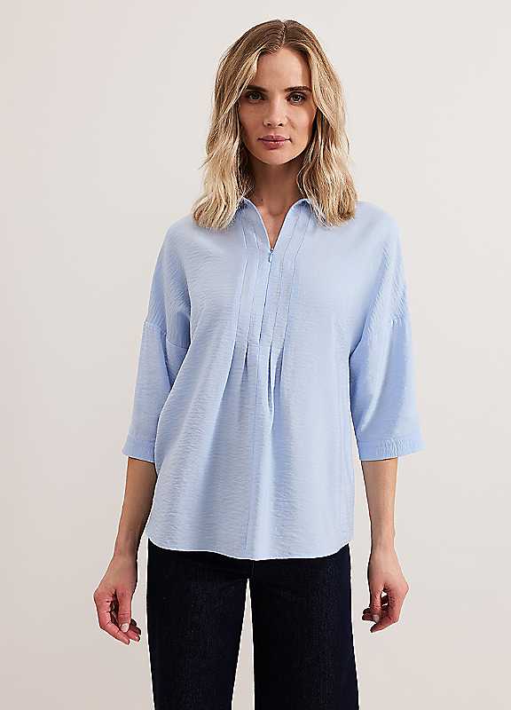 Phase Eight Blue Cynthia Zip Shirt