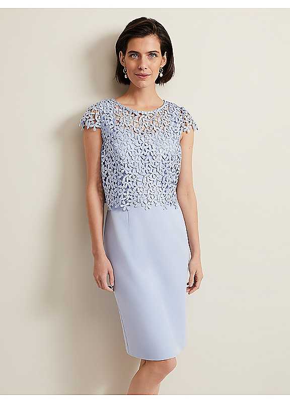 Phase Eight Pale Blue Daisy Lace Double Layer Dress Size 6 Infant