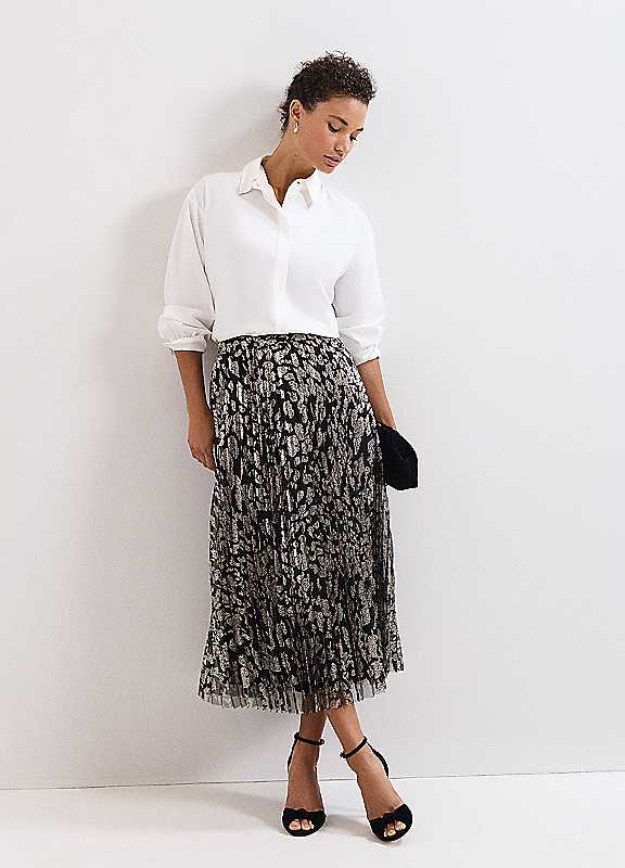 Phase Eight Black Edie Pleated Skirt