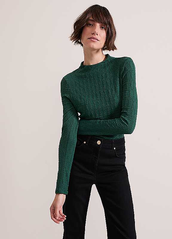 Phase Eight Green Haylee Texture Top Size 12