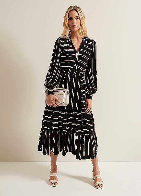 Phase Eight Laura Stripe Midaxi Dress Size 14